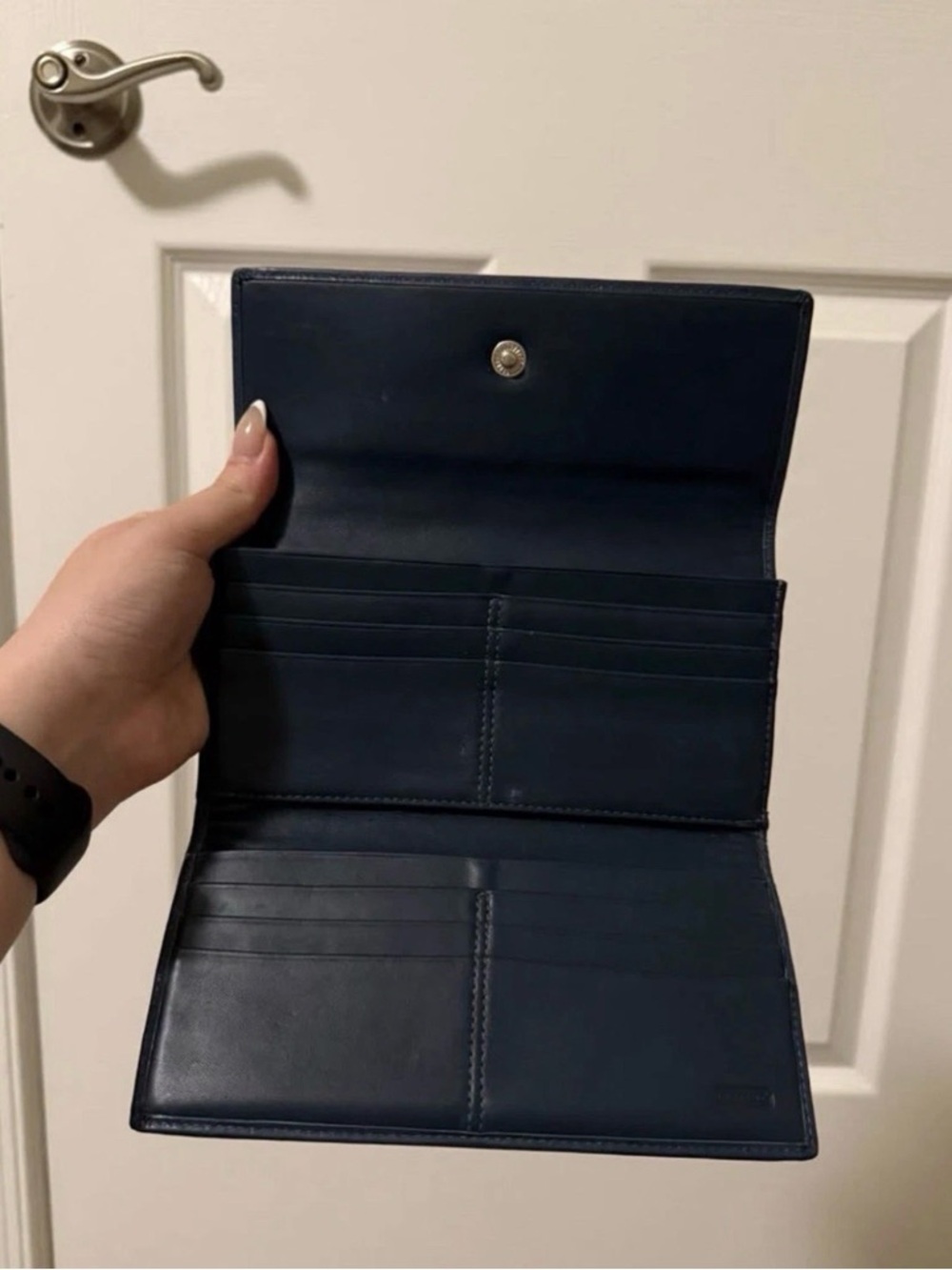 Coach Navy Signature Trifold Y2K Wallet - Picture 3 of 8